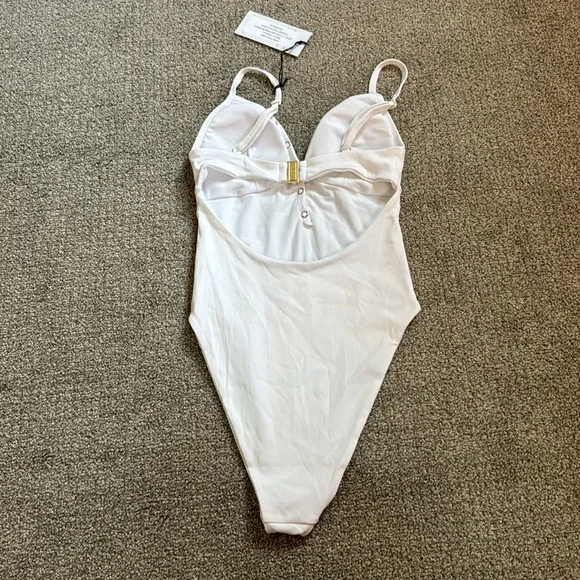 NWT VDM Snap Front One-Piece Swimsuit White